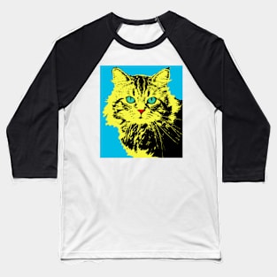 CAT POP ART  YELLOW Baseball T-Shirt